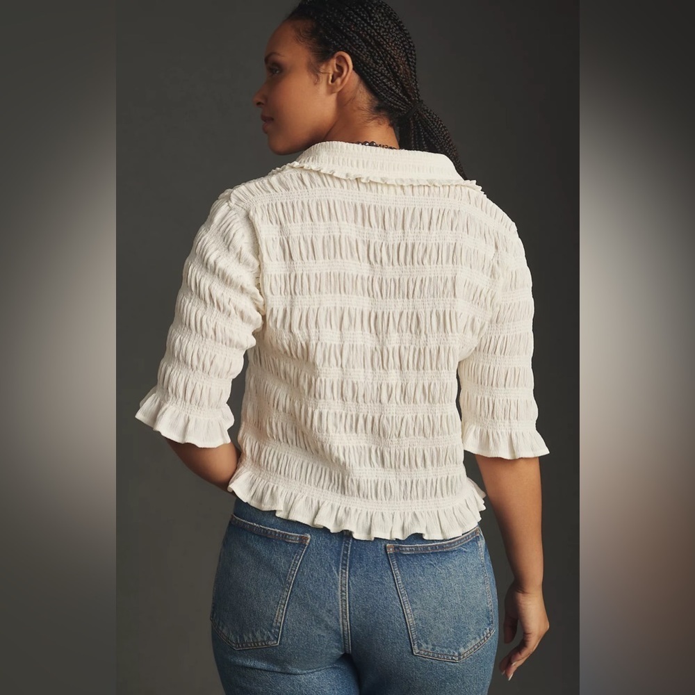 NWT Maeve Ruffle Button-Front Top - Picture 2 of 7
